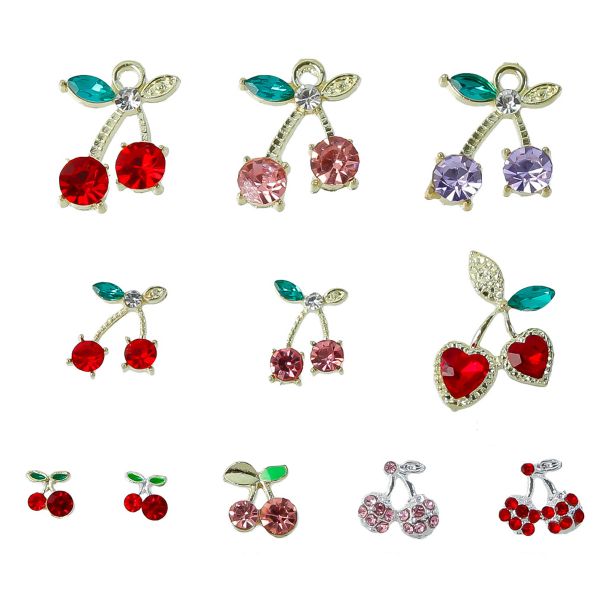 11 Piece Set of 3D Cherry Shaped Nail Decorations For DIY Nail Art