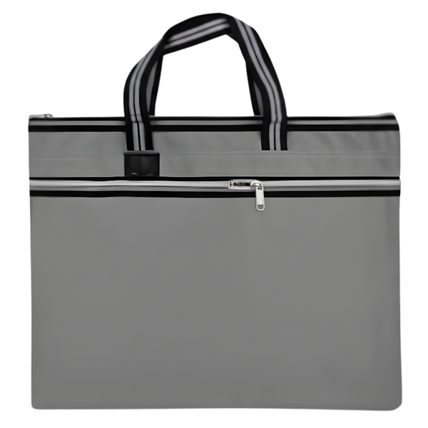 A4 Book Bag with Dual Zips - Durable Grey School &amp; Document Carry Bag