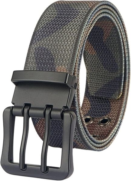 Men's Classic Double Hole Leather Belt Durable 120cm Adjustable