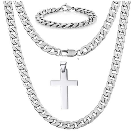 Cross necklace deals and bracelet set