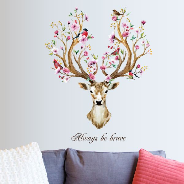 Deer with Blossoming Flower Decor/ Wall Art- SK9003B