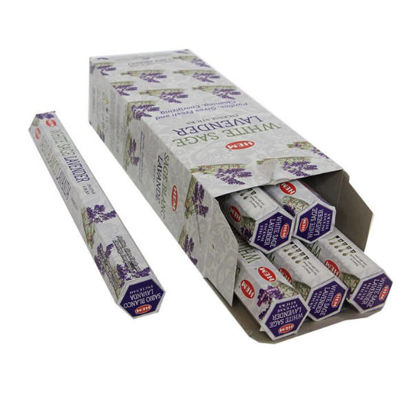 HEM White Sage Lavender Incense Sticks (6 Packs of 20 Sticks Each)