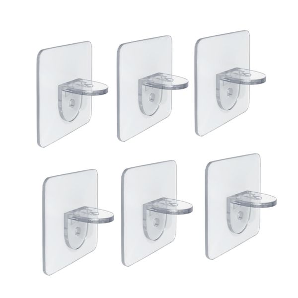 Punch Free Shelf Support Peg-Self Adhesive Shelves Clips - 6 Piece