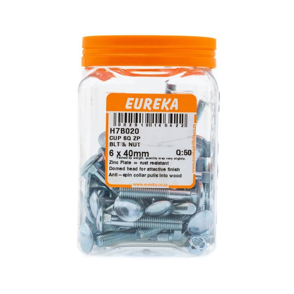 EUREKA Cup Square Bolt &amp; Nut 6 x 40mm Q:50 H7B020