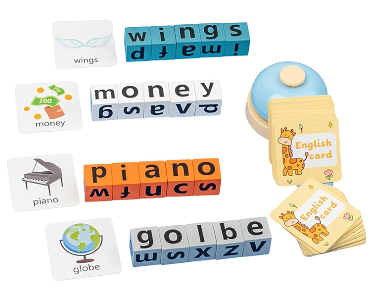 MorFansi Wooden Blocks Spelling Game Early Learning Toys Boys Girls Kids