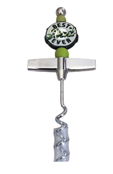 Father's Day Gift Corkscrew - Round Green Camo Silicone (Best Dad Ever)