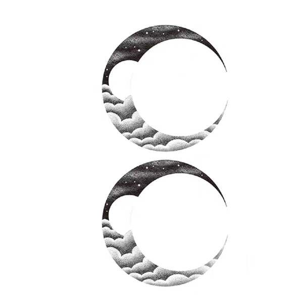Temporary tattoo stickers set - 2 x moons