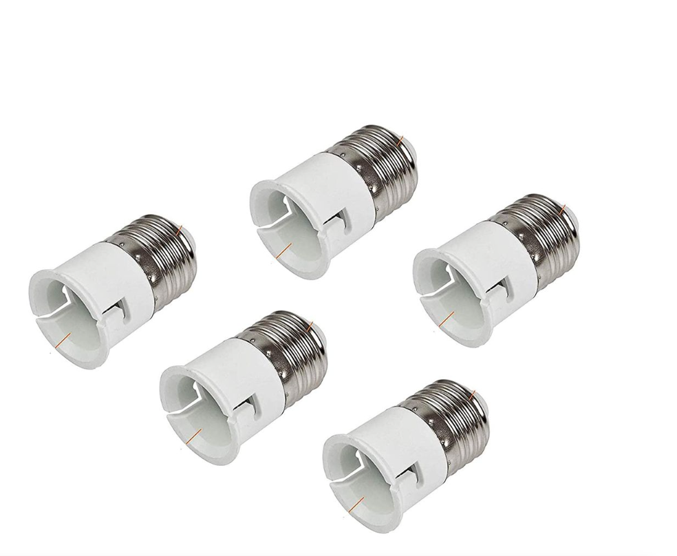 5 Pack - B22 Bayonet Light Bulb To E27 Screw Lamp Socket Converter ...