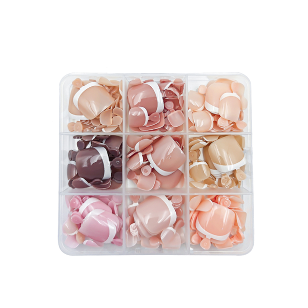 216 Pieces Mixed Color Wearable Nail Patches, Foot Nail Patches, Nude Pink