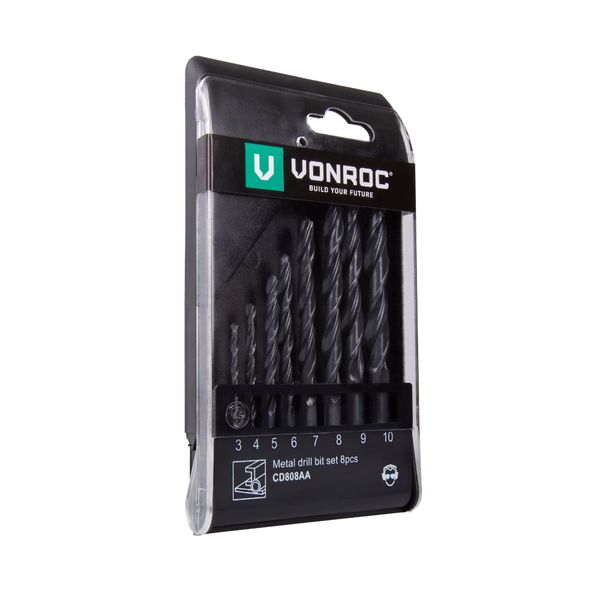 VONROC Universal Metal Drill Bit Set 8 pcs | 3 - 10mm