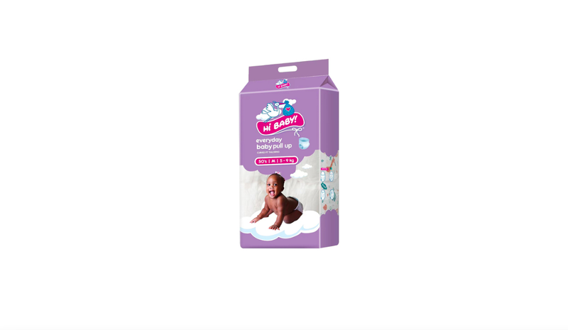 Hi Baby! Pull-Ups Diapers - Med (5-9kg) 50-Pack Soft, Absorbent &amp; LeakProof