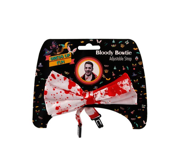 Bloody Bowtie - Halloween Decorations - Adjustable Strap - White