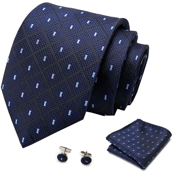 IPSTYLE Men's Tie Necktie Pocket Square Cufflinks Set For Wedding Busniess