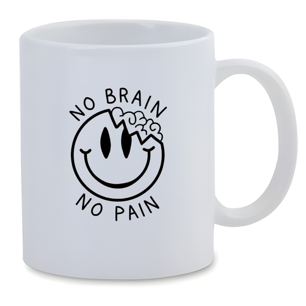 White Ceramic 0.365 L 1 Pack Mug - No Brain No Pain