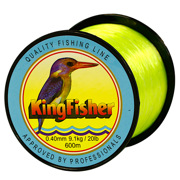 Kingfisher Nylon Fishing Line, Colour Yellow, 9.1KG .40MM, 600M Spool