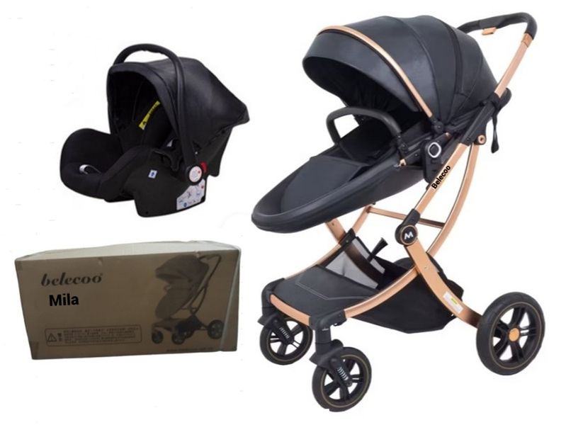 Belecoo Mila Pu Leather Egg Style 3 in 1 Luxury Stroller
