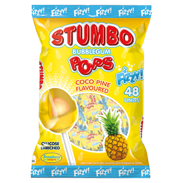 Stumbo Lollipops - Cocopine Fizzy 48's