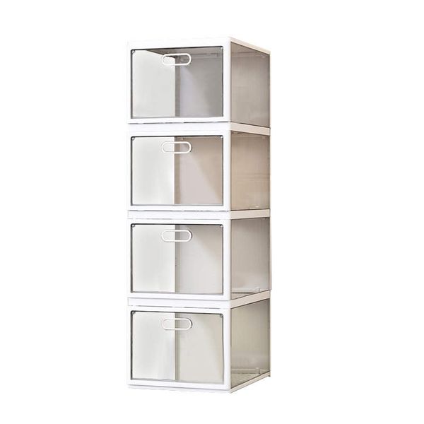 Collapsible Shoe Rack Organizer 4 Compartment Clear Door Storage Containers