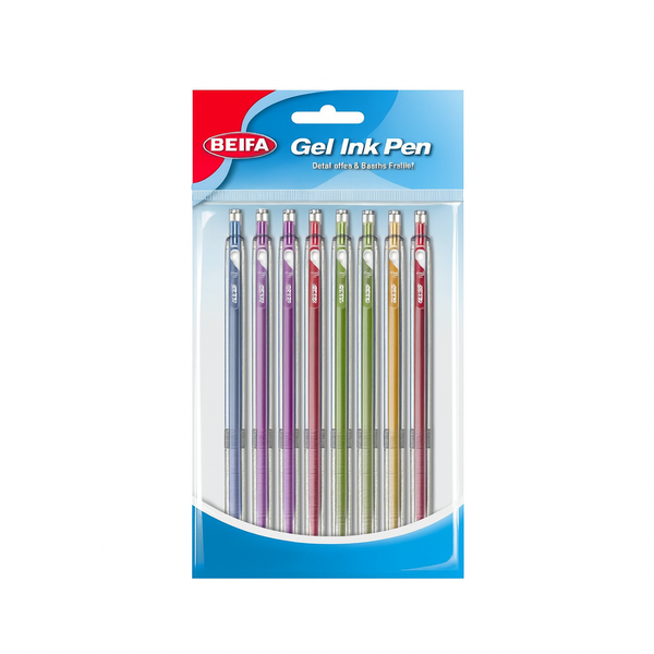 8 Assorted Colors Gel Pen -8 Pack-12 x 8 Packs