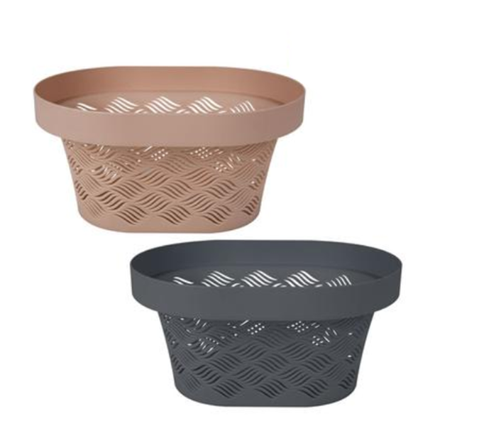 2 Piece Plastic Basket Mesh Pattern - 25x19x12cm