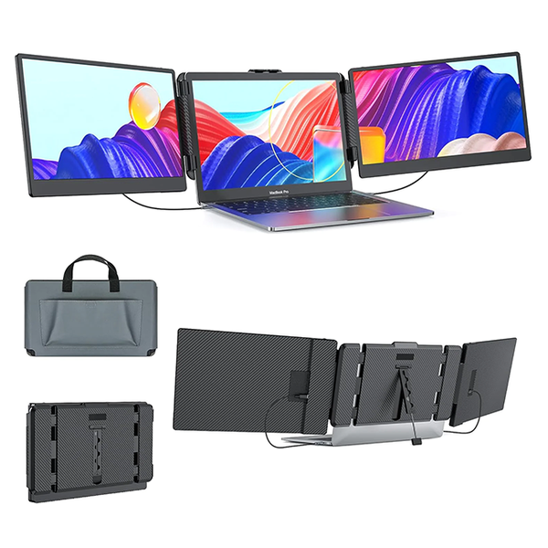 14" Portable Monitor Triple Screen Display Extender For Laptop