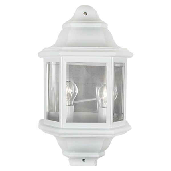 Wall Light Outdoor Large Half Lantern White 2xE27