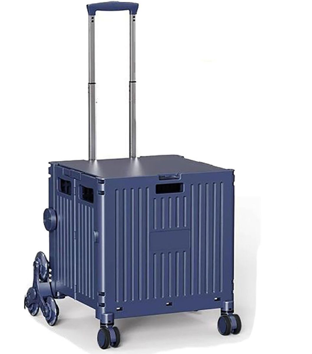 80L Outdoor Camping Foldable Trolley Cart Shopping- Purple/White