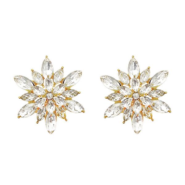 Sparkling Rhinestones Multilayer Flower Studs Earrings Silver Needle