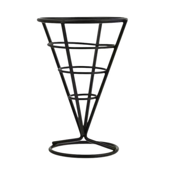 Versatile Stainless Steel Round Cone-Shaped Serving Basket - Black