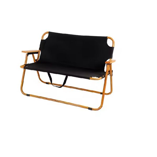 Double Backrest Wooden Camping Chair for 2
