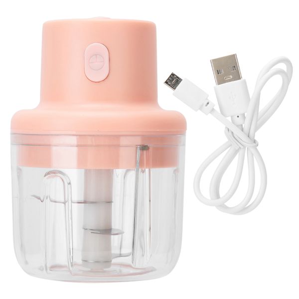 250ml Pink Electric Meat Grinder Food Chopper Kitchen Shredder USB Charging