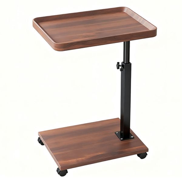 Adjustable C Table 360 Swivel TV Tray Table coffee/End table with wheels