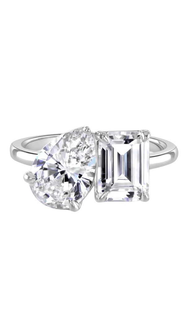 Toi Et Moi High Sparkle Celebrity Ring with Large, Sparkling Stones 