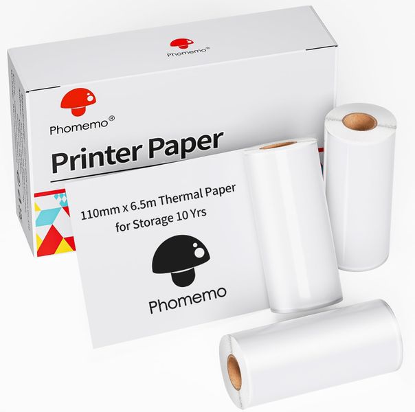 Phomemo Adhesive Thermal Paper 110mmx6.5m-Q22-RM10 for M832 Printer
