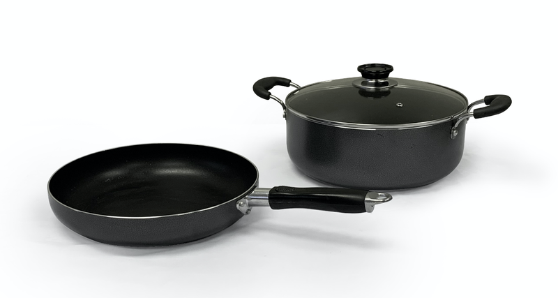 Real Chef Basic 28cm Non-Stick Casserole Pot and Fry Pan Combo 3 Piece Set