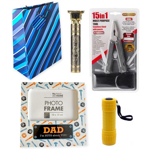 Father Men's Gift Set - 15 In 1 Multi Purpose Tool and Hair Clipper Frame