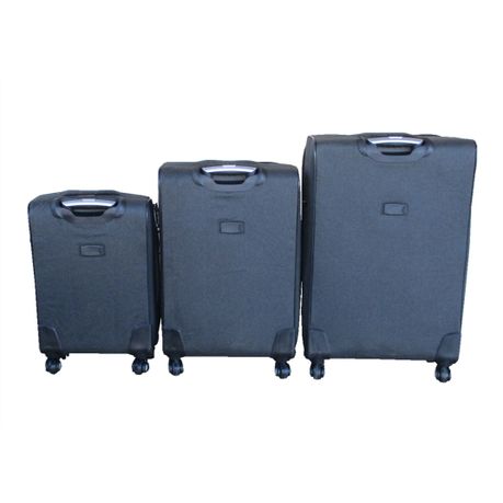 Grey Fabric 3-Piece Trolley Luggage Set Soft-Sided Suitcases