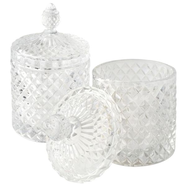 Transparent Glass Jars with Lid Bathroom Accessories Vanity Organizers 2PCS