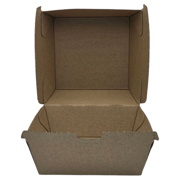 Kraft 10cm Burger Boxes - Disposable Food Packaging - 25 Pack