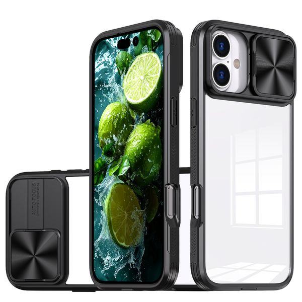 Phone Case Compatible With iPhone 16 Clear Acrylic Slide Camera Lens