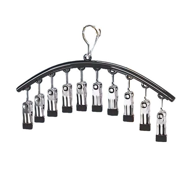 Hat Hooks with 10 Clips - Metal Wardrobe Organizer for Hats &amp; Accessories