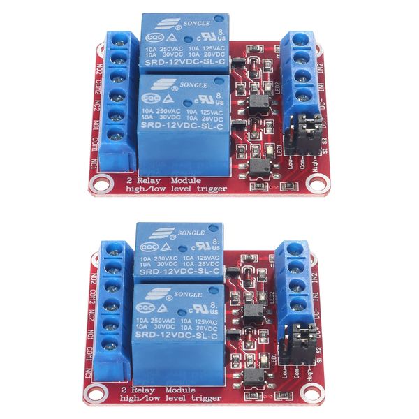 2Pieces DC 12V Relay Module 2 Channel Relay Board with Optocoupler