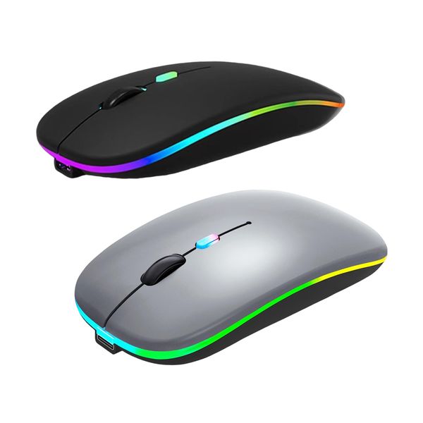 2pcs Wireless Mouse Bluetooth Rechargeable Ergonomic 2.4GHz with RGB Light