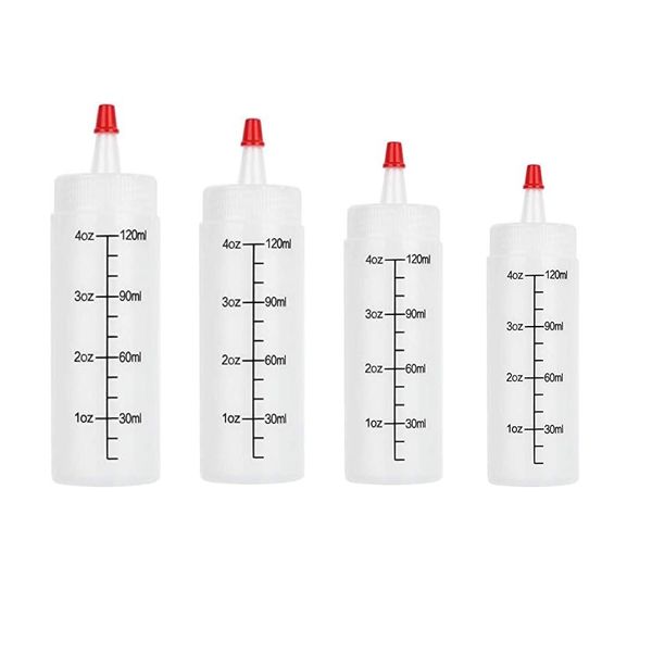 Kitchen Catering Squeeze Condiment Measuring Bottles Set of 4