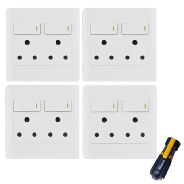4 x Ausma Luxury Range Switch and Socket Set With Free Screwdriver