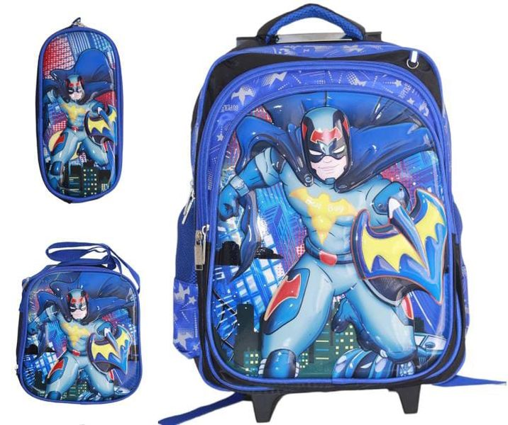 3D Cartoon Trolley School Backpack Set -3Piece