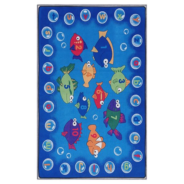 Bubble Alphabet Number Fish Kiddies Rug 100x160cm