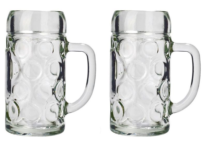 Transparent Borosilicate Glass 1 L Beer Glass - Twin Pack