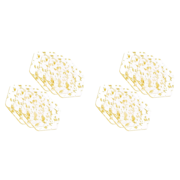 Gold Foil Acrylic Coasters 6 Pcs For Drinks Nordic Style 9 5X10 8Cm