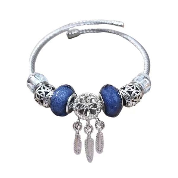 Elegant Silver and Blue Charm Bracelet